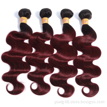 Top Quality Peruvian Virgin Human Hair Ombre Color T1B/99J Body Wave Bundles